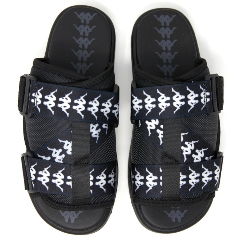 NIB Unisex Navy and White 222 Banda Mintel 1 Slide Sandals W/Iconic Omini Logo